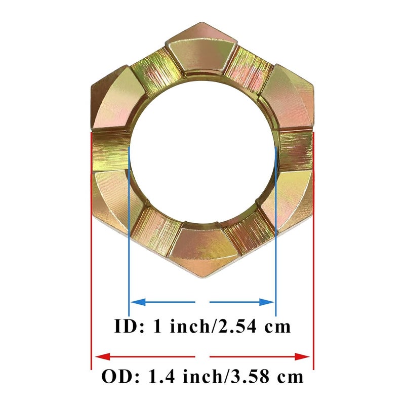 TiciKim 2 Sets Trailer Nut Kit for 1" Shaft Spindle, Includes 1" Shaft Spindle Nuts 1" Spindle Washers & 2.2" Long Cotter Pins High Strength Trailer Axle Bearing Kit - Image 2
